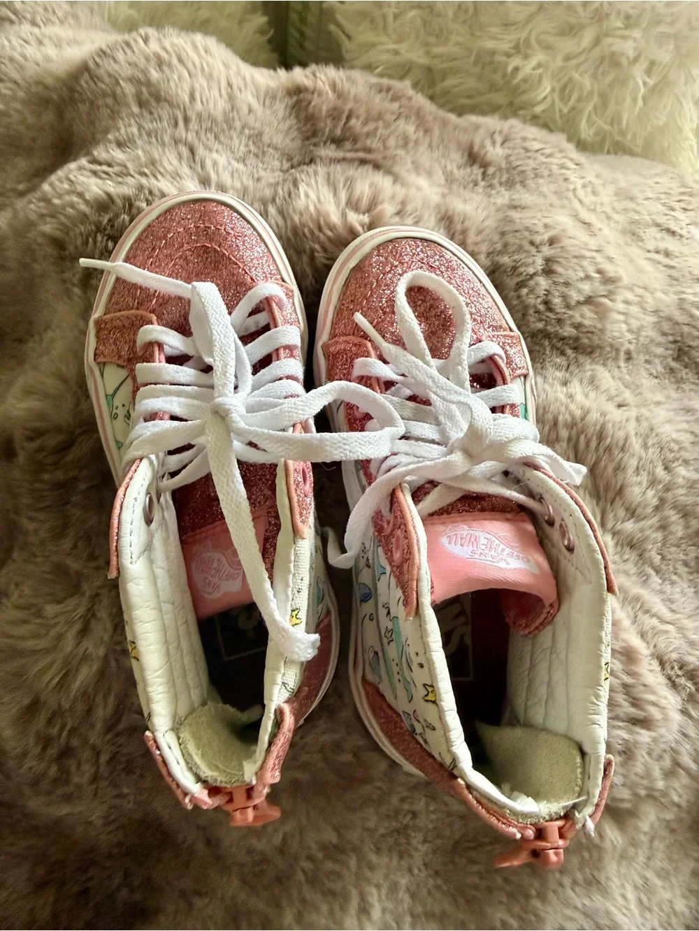 Vans Kids Pink Glitter High-Top Sneakers
